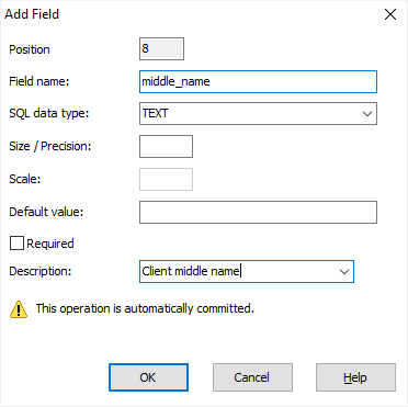 Adding a field in Database Tour