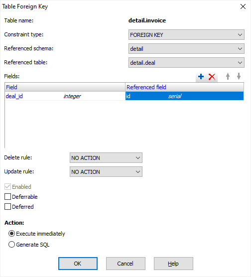 Creating a foreign key in Database Tour