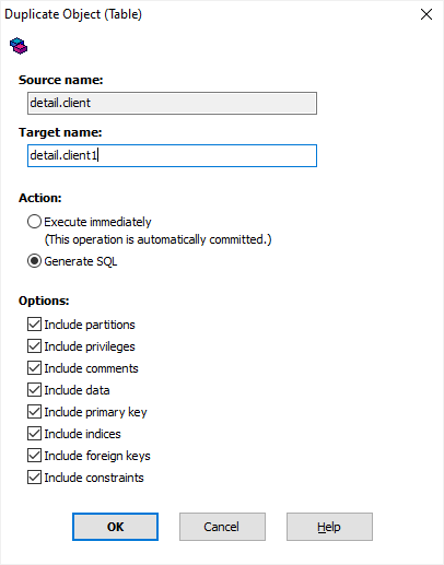 Cloning a Table in Database Tour