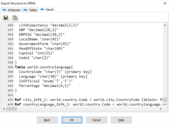 Generating DBML code