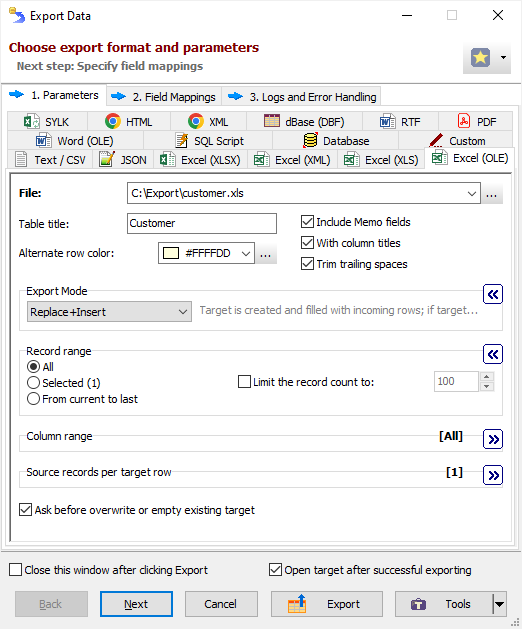 Exporting Data to Excel Workbook (Using OLE)