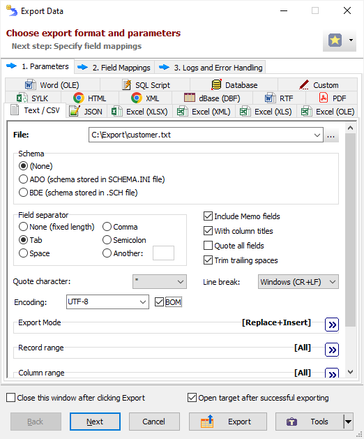 Exporting Data to CSV