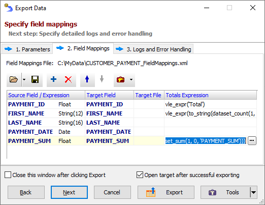 Specifying Totals Expressions