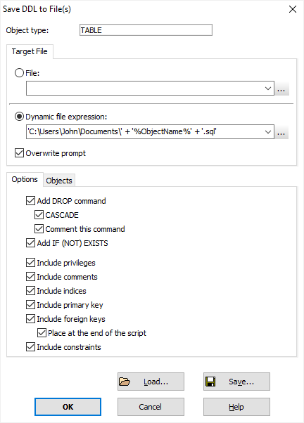 Saving DDL for Multiple Objects to Files