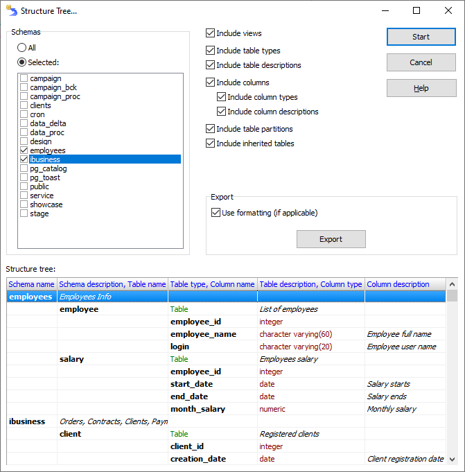 Building the DB Structure Tree